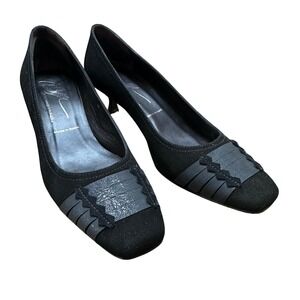 Donald J Pliner Sanchi Black Suede Kitten Heel Square Toe Pumps Size 7.5 M